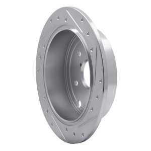 Subaru WRX Brake Rotor (1) - Rear Left - R1 Concepts - Drilled & Slotted - Silver - `15-`21